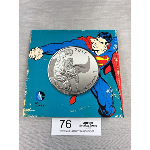 2015 Royal Canadian Mint .9999 Fine Silver $20 Superman Coin in Holder