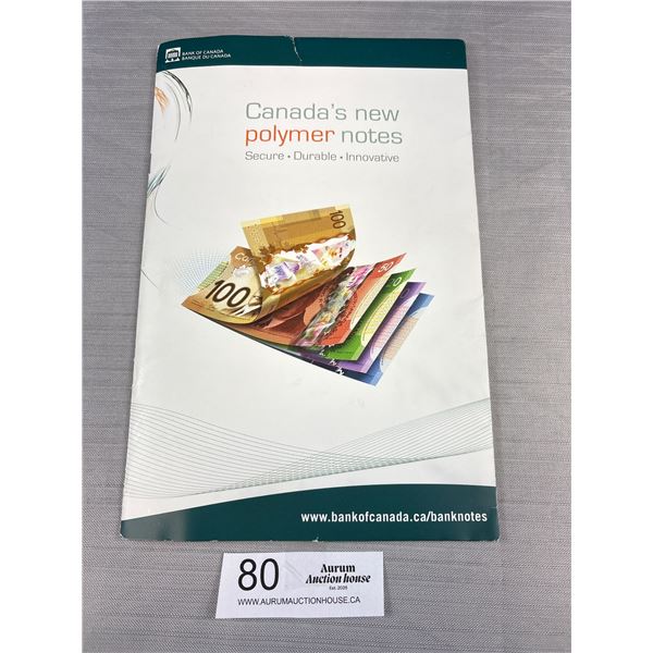 Canadas New Polymer Notes Bank of Canada Pamphlets w/ Card