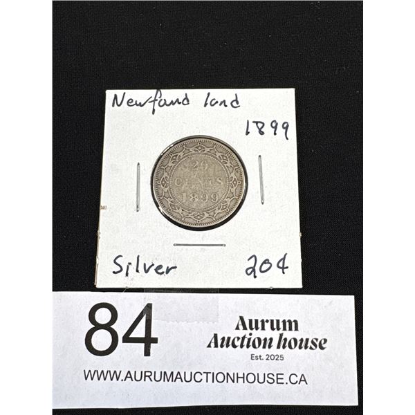1899 Newfoundland Silver 20 Cent Coin