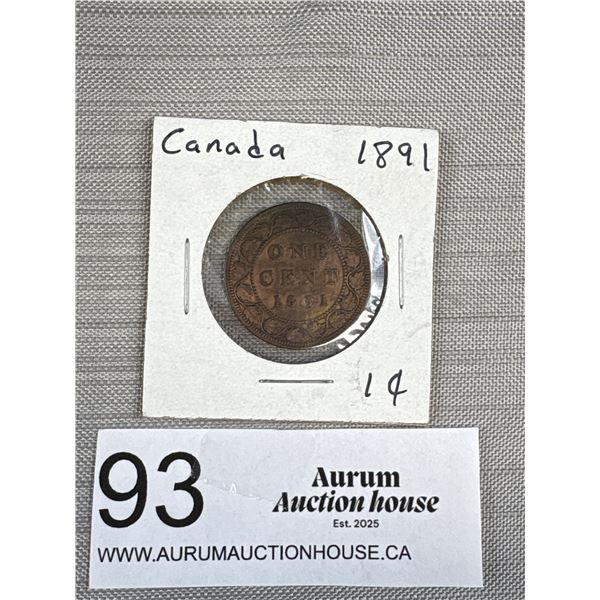 1891 Canada 1 Cent Coin