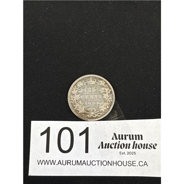 1894 Canadian Silver 25 Cent Coin