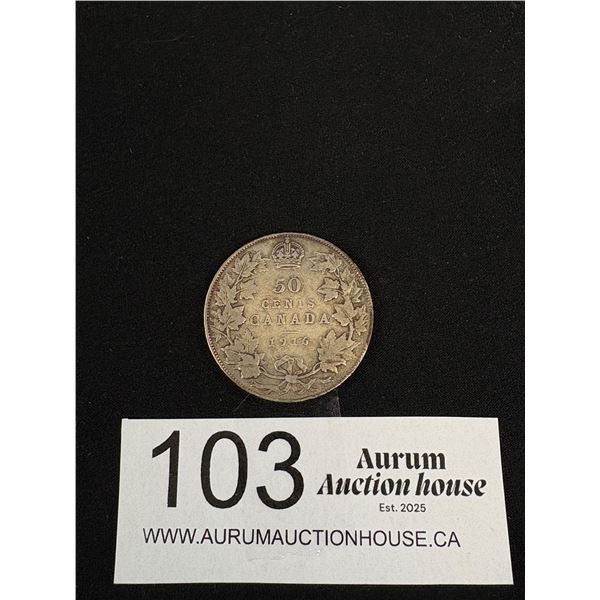 1916 Canadian Silver 50 Cent Coin
