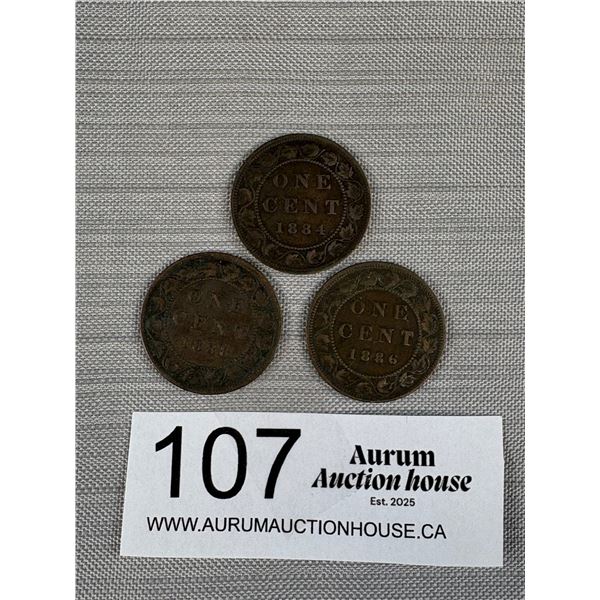 1884, 86 and 88 Canada Large Cents