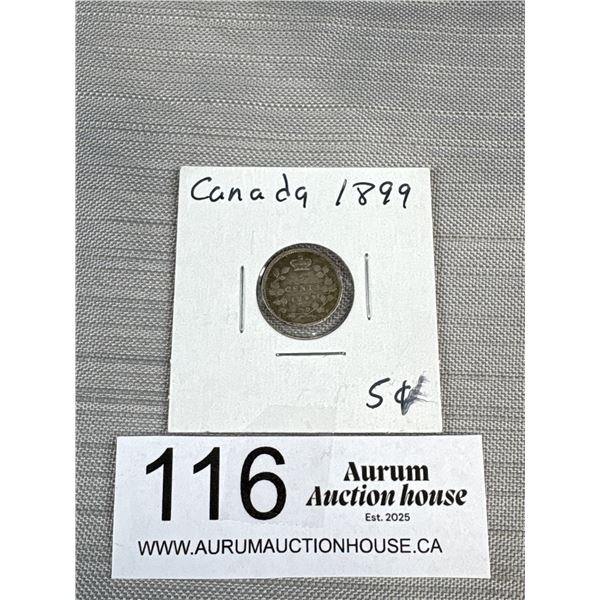 An 1899 Canada Silver 5 Cent Coin