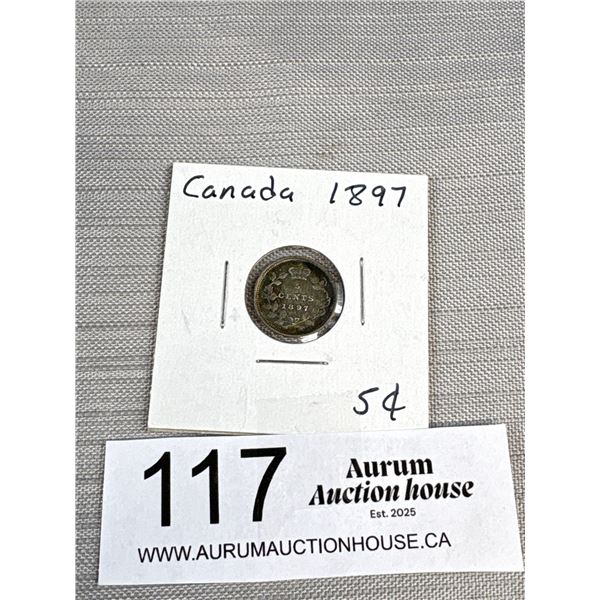 An 1897 Canada Silver 5 Cent Coin