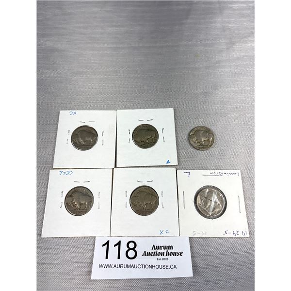 Lot of 6 US Buffalo Nickels From 1924-1929