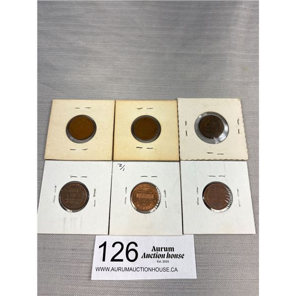 1895 US Penny + 5 Other US Pennies