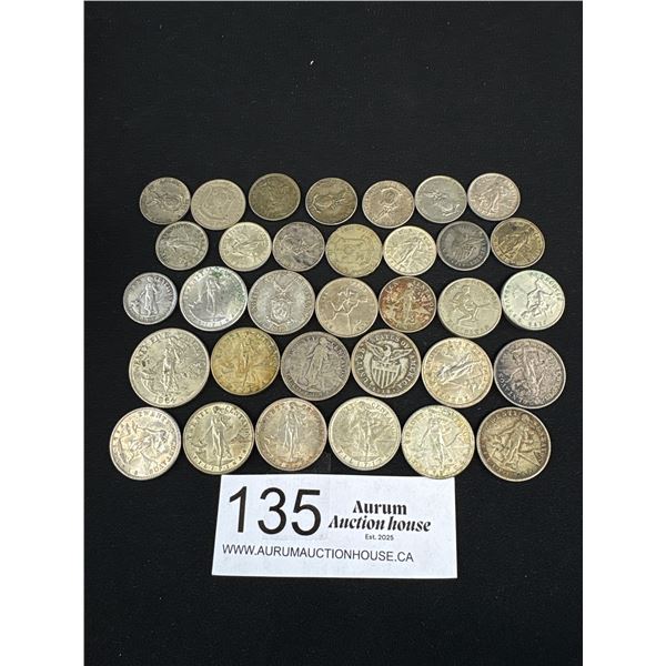 Large Lot of United States and Phillipines Old Coins, Some Silver