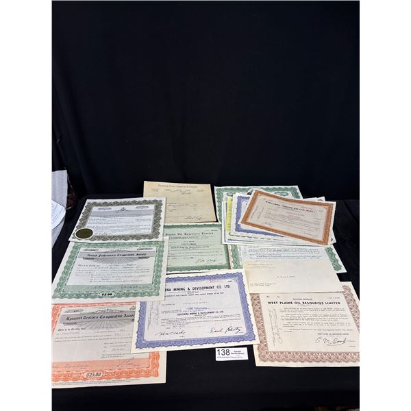 Nice Lot of Vintage Mining Stock Certificates