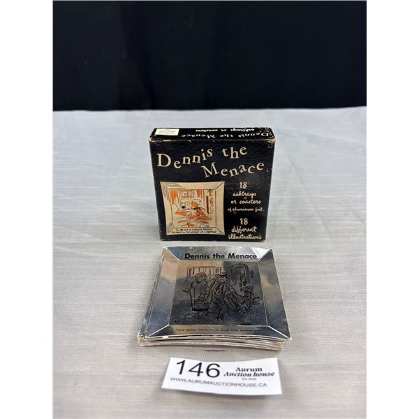 1952  Dennis The Menace Ashtrays/Coasters in Box (15 Remain)