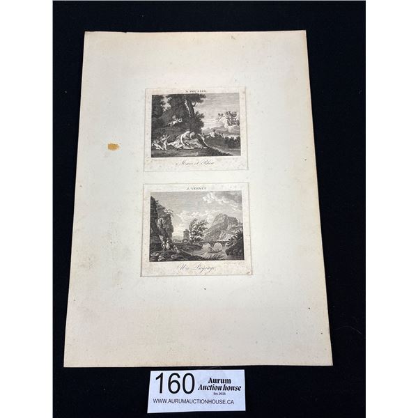 Late 1700s Early 1800s Miniature Double Engravings