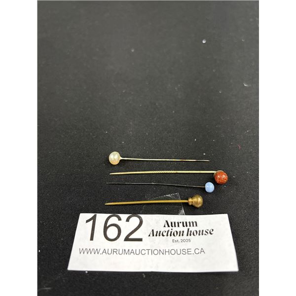4 Vintage Hair + Stick Pins Early 1900s