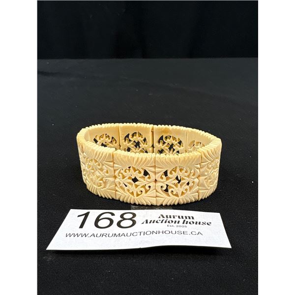 Vintage Carved Bone Panel Bracelet