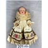 Image 3 : Vintage Celluloid Doll in Original Beaded Cap and Dress, 8" Total Length