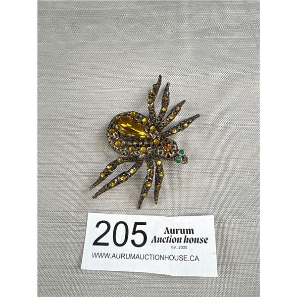 Antique Czech Huge Spider Brooch with Filagree Back 3" x 2"