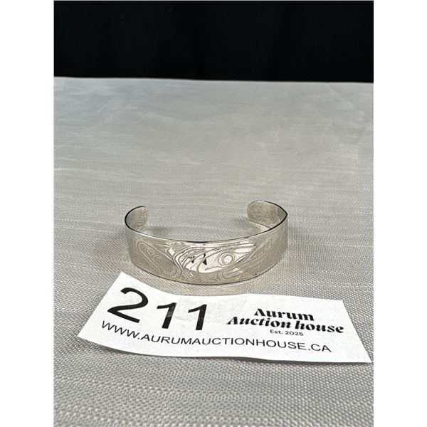 Very Nice West Coast Native Engraved Silver Childs Bracelet