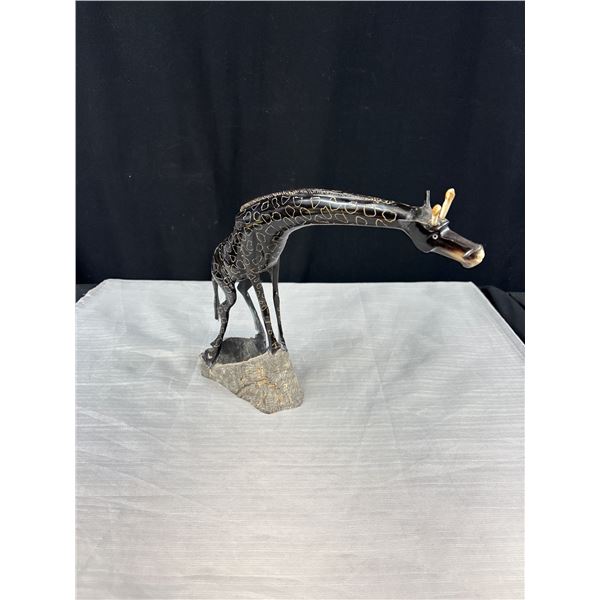 13" Wide 11" Tall Giraffe Carved Out of a Horn