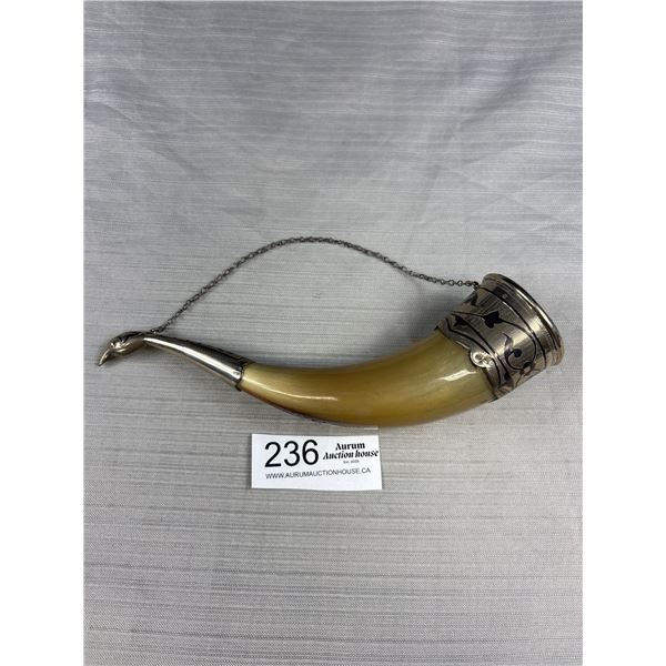 Russian Niello Silver/Horn Drinking Cup Hallmarked 875 Silver Very Nice Looking