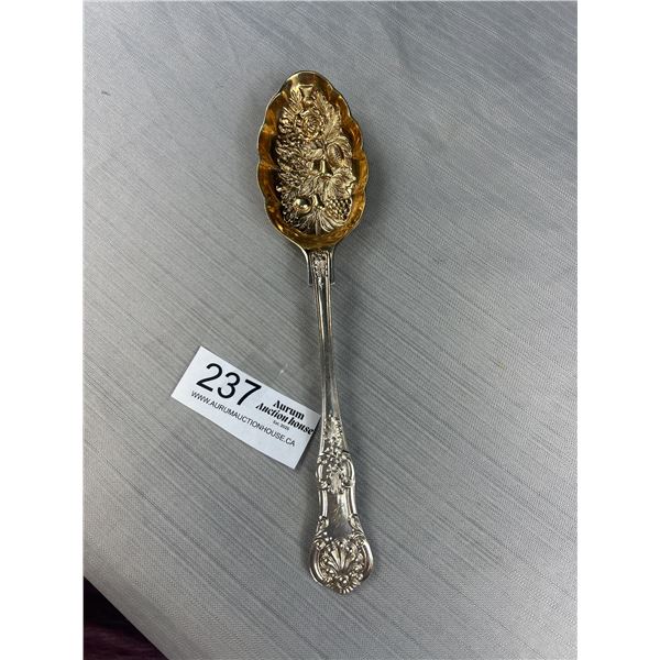 Antique Silver Plated Berry Serving Spoon Nicely Embossed