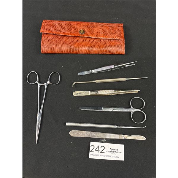 Vintage Dentists Tools in Leather Pouch