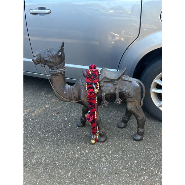 Very Heavy Solid Bronze 34" Tall Camel with Decorative Harness Very Nice Detail NO SHIPPING