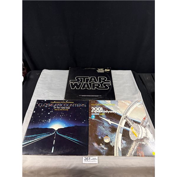 Lot of 3 LPs, Star Wars, 2001 A Space Odessey and Close Encounters of the Third Kind Soundtracks