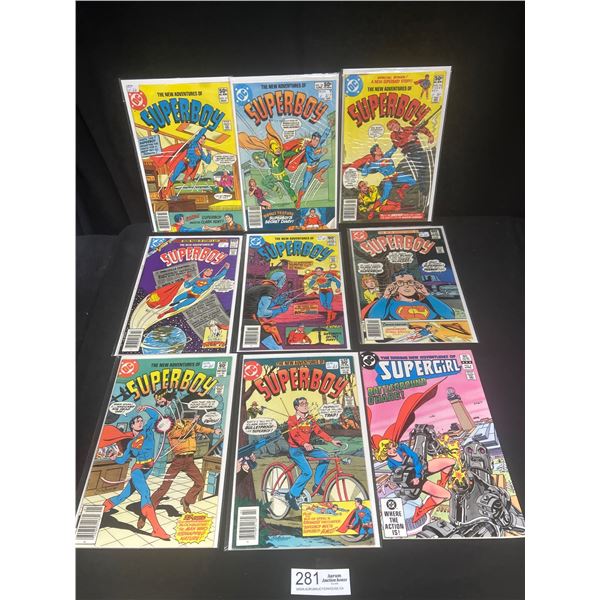 Lot of 9 Vintage Comics, 8 Superboy and 1 Supergirl