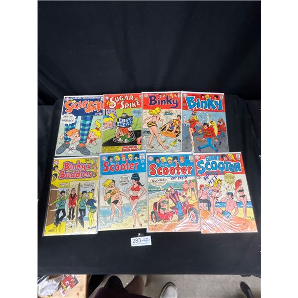Lot of 8 Vintage Comics, 2 Sugar & Spike, 3 Scooter and 3 Binky