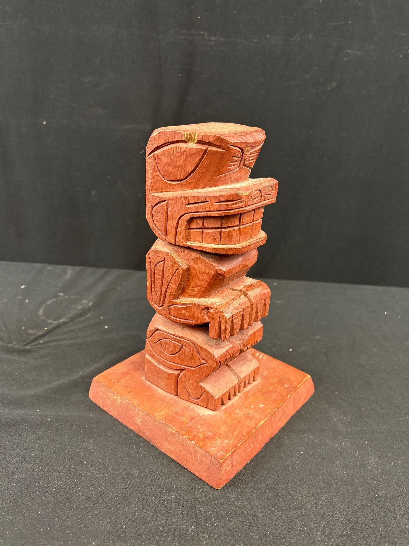 Vintage 1976 Totem Pole Carving Signed Measures 9 Inches High and 1991 ...