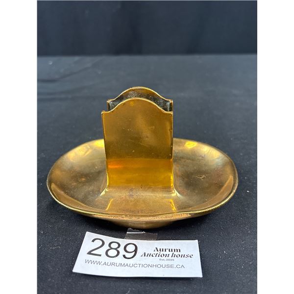 Vintage Heavy Brass Matchbox Holder/Ashtray, WM Bernard Inc. New York 1903