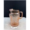 Image 1 : Beautiful Federal Glass "Sharon Cabbage Rose" Pitcher, Measures 9 Inches High