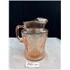 Image 2 : Beautiful Federal Glass "Sharon Cabbage Rose" Pitcher, Measures 9 Inches High