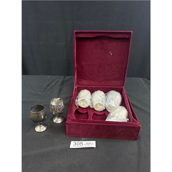 Set (6) Silver Plate Cups in Red Box