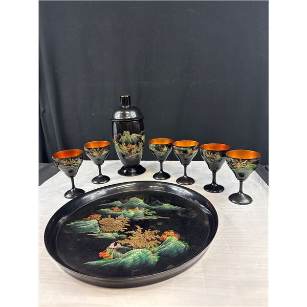 Black Lacquer Set + Tray
