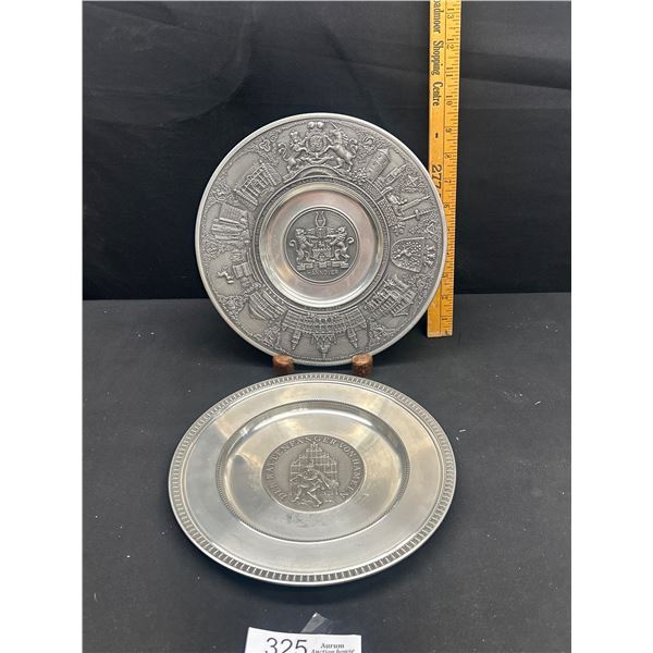 2 German Pewter 1960's Plates