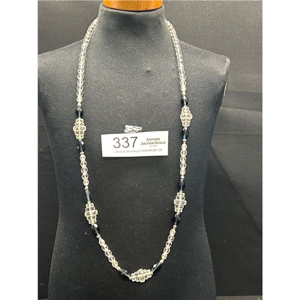 Genuine Antique Art Deco 1920's Faceted Sapphire + Clear Crystals Gorgeous