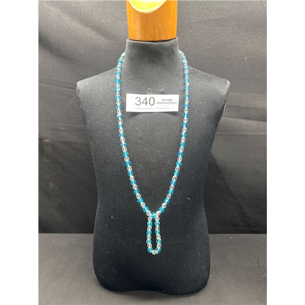 Gorgeous Aquamarine Crystal Necklace Signed Czechoslovakia Old!