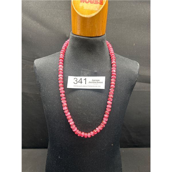 Antique Cranberry Glass Bead Necklace, Superb!
