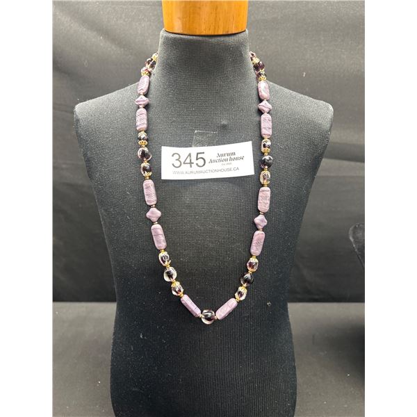 Fantastic Vintage Purple Art Glass Bead Necklace, Probably Germany