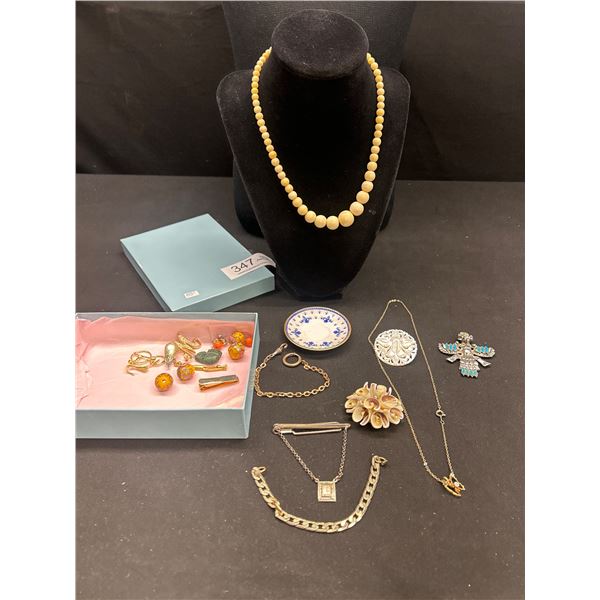 Antique Jewelry Lot Assorted Sterling Gold Plate Etc.