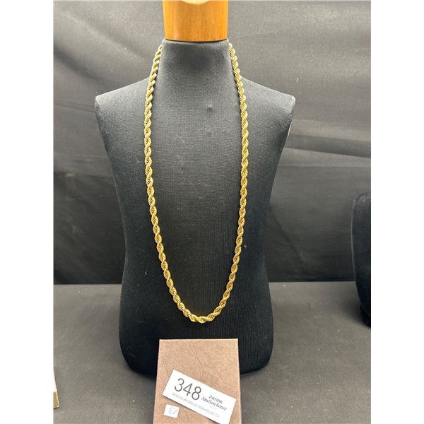 Vintage Extra Large Gold Plated Rope Chain Solid Quality 96.3 Grams