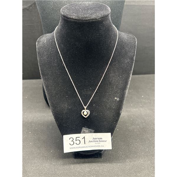 Fine Quality Antique Sterling Genuine Pearl Heart Necklace Marked Sterling