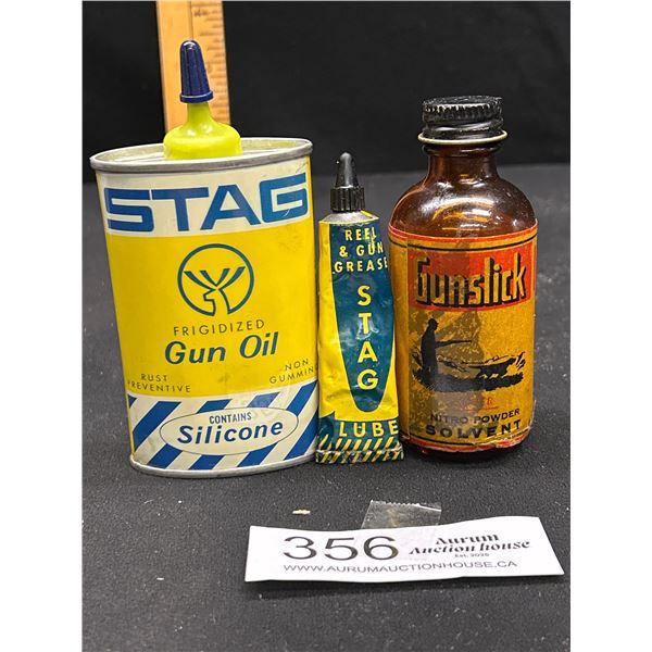 Vintage Stag Gun Oil Lot of Tin Etc