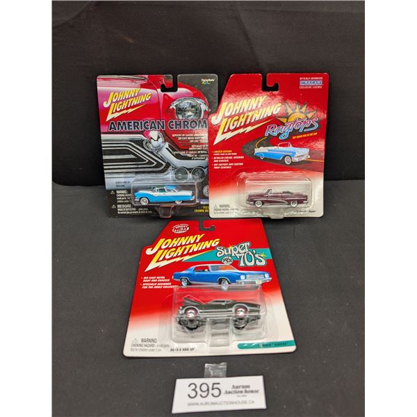 Lot of 3 Johnny Lightning Diecast Cars in Original Packages American Chrome Etc