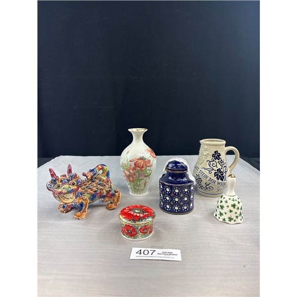 Nice Vintage Home Décor Lot Asian Lion, Vases, Etc