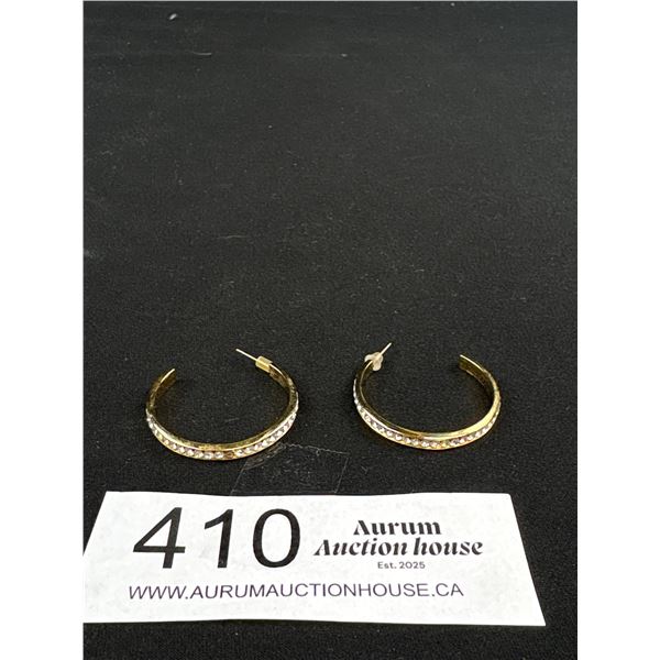 Gold Hoop Earrings w/ 14K Gold Posts, Marked 14K
