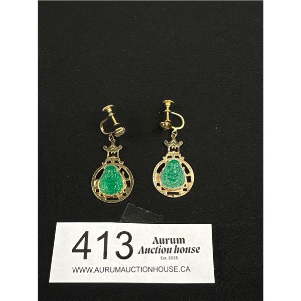 Pair of Antique Buddha Screw On Earrings