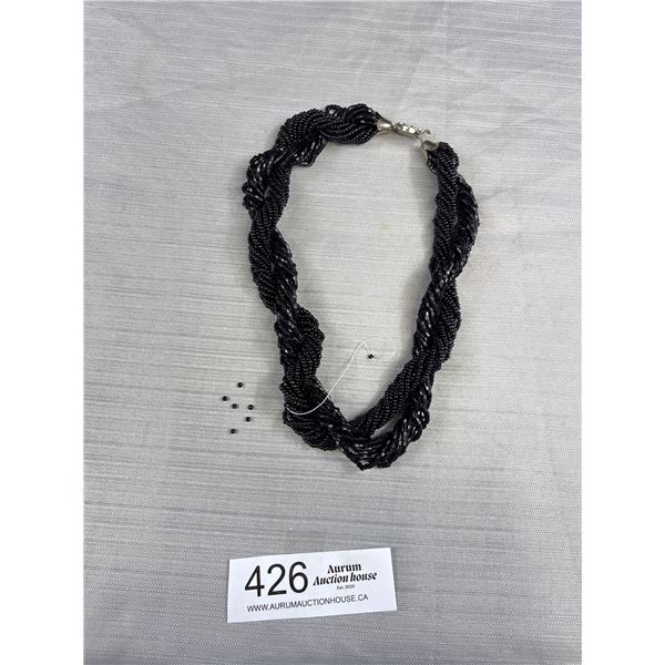 Vintage Twisted Black Beads Necklace