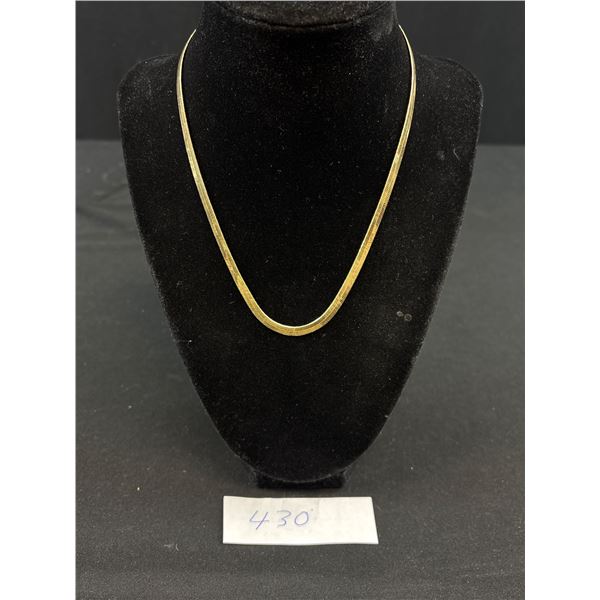 Silver Plated Flat Chain Choker Necklace