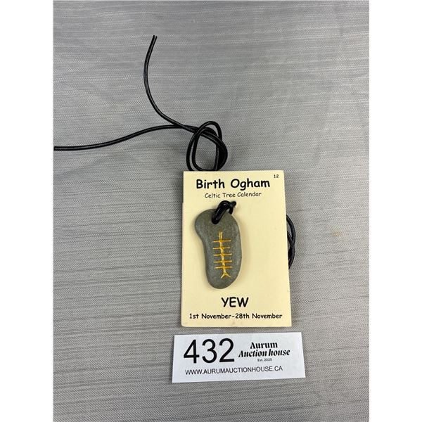 Birth Ogham Celtic Tree Calendar Yew (November) Pendant w/ Cord Necklace